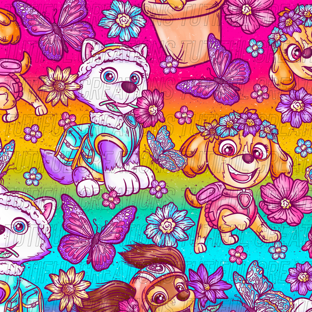 Floral patr0l pups print (SELECT style/size etc.) rib knit