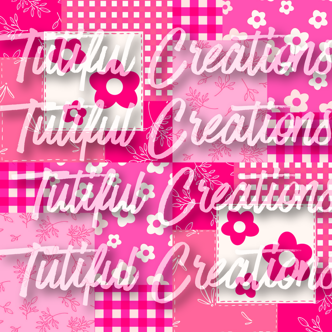 Pink floral patchwork (SELECT style/size etc.) rib knit