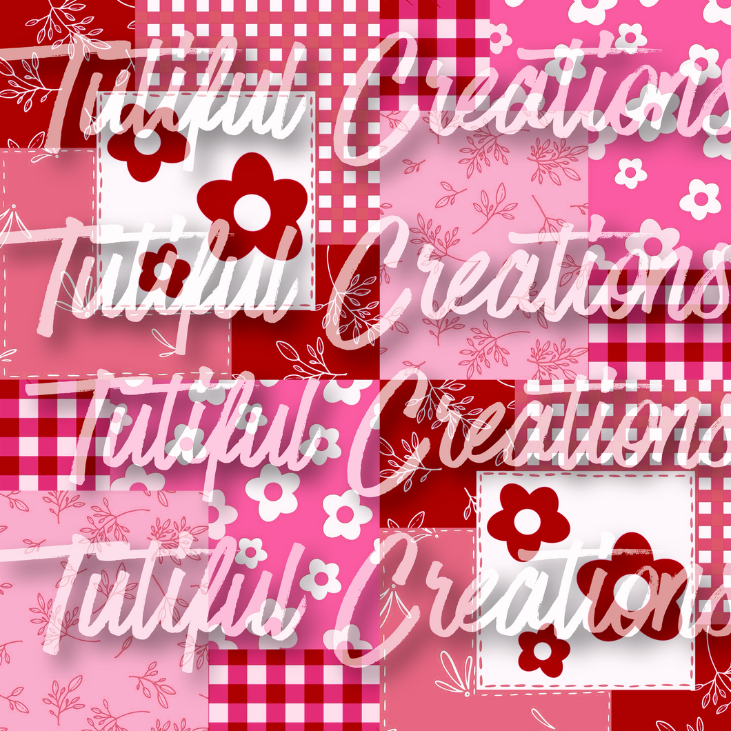 Red/pink floral patchwork (SELECT style/size etc.) rib knit