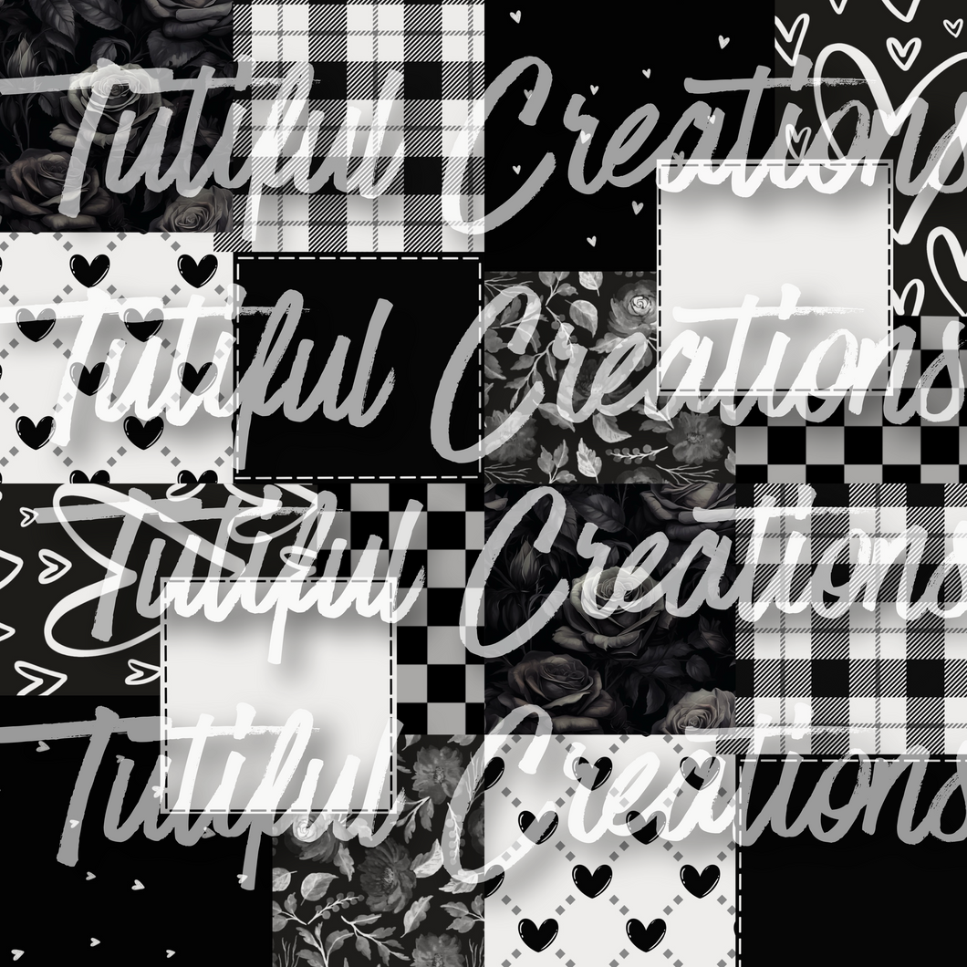 Black/white heart patchwork (SELECT style/size etc.) rib knit