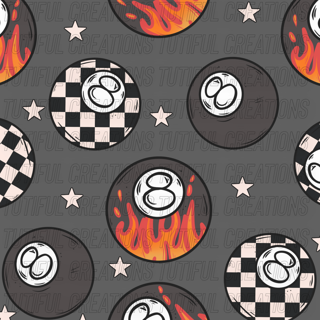Flames and checks 8ball print (SELECT style/size etc.) rib knit