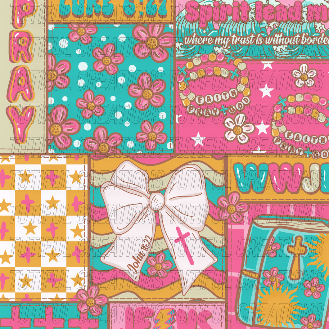 WWJD patchwork print (SELECT style/size etc.) rib knit