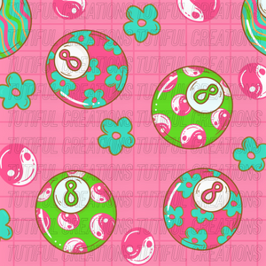 Groovy pink floral 8ball print (SELECT style/size etc.) rib knit