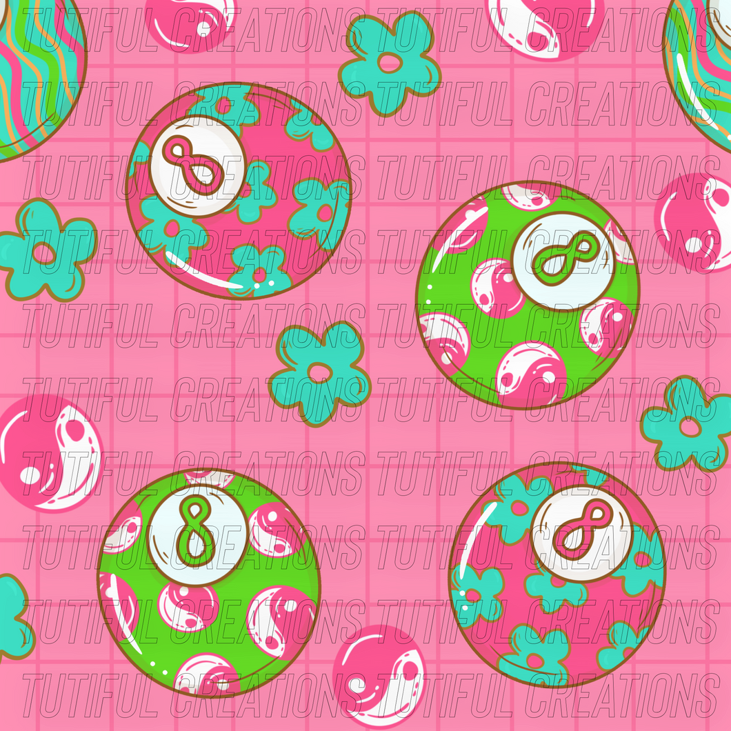 Groovy pink floral 8ball print (SELECT style/size etc.) rib knit