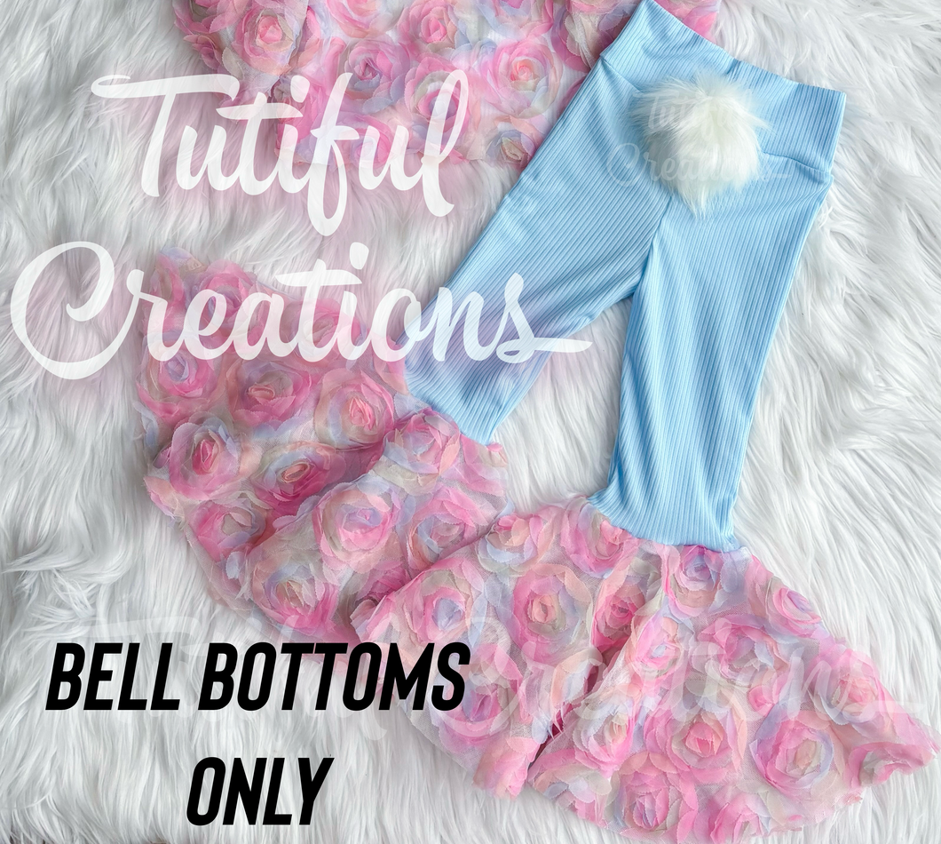 Rainbown floral BOUJEE BELL BOTTOMS ONLY (SELECT COLOR- PICTURED IS BABY BLUE)( top not included) (‼️as of 3/12 regular TAT no Easter orders‼️)