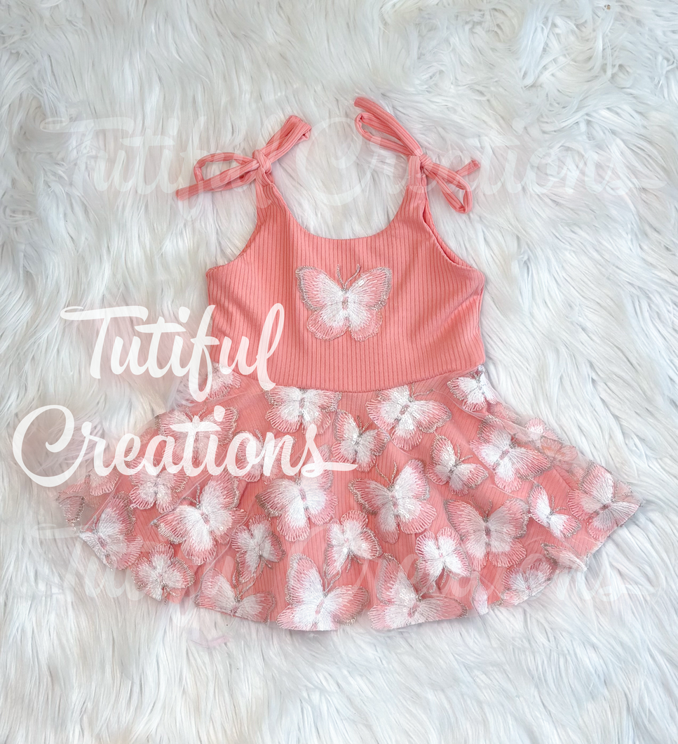 Coral Butterfly Brielle Tie Shoulder Peplum top