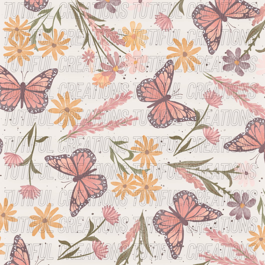 Spring Blossom Butterfly print  (Choose SELECT style/size etc.) rib knit