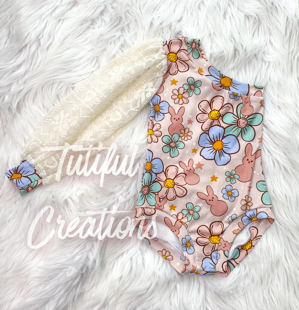 BOHO BUNNY PUFFY SLEEVE ONE SHOULDER LEOTARD (Exactly as is) leotard ONLY!!