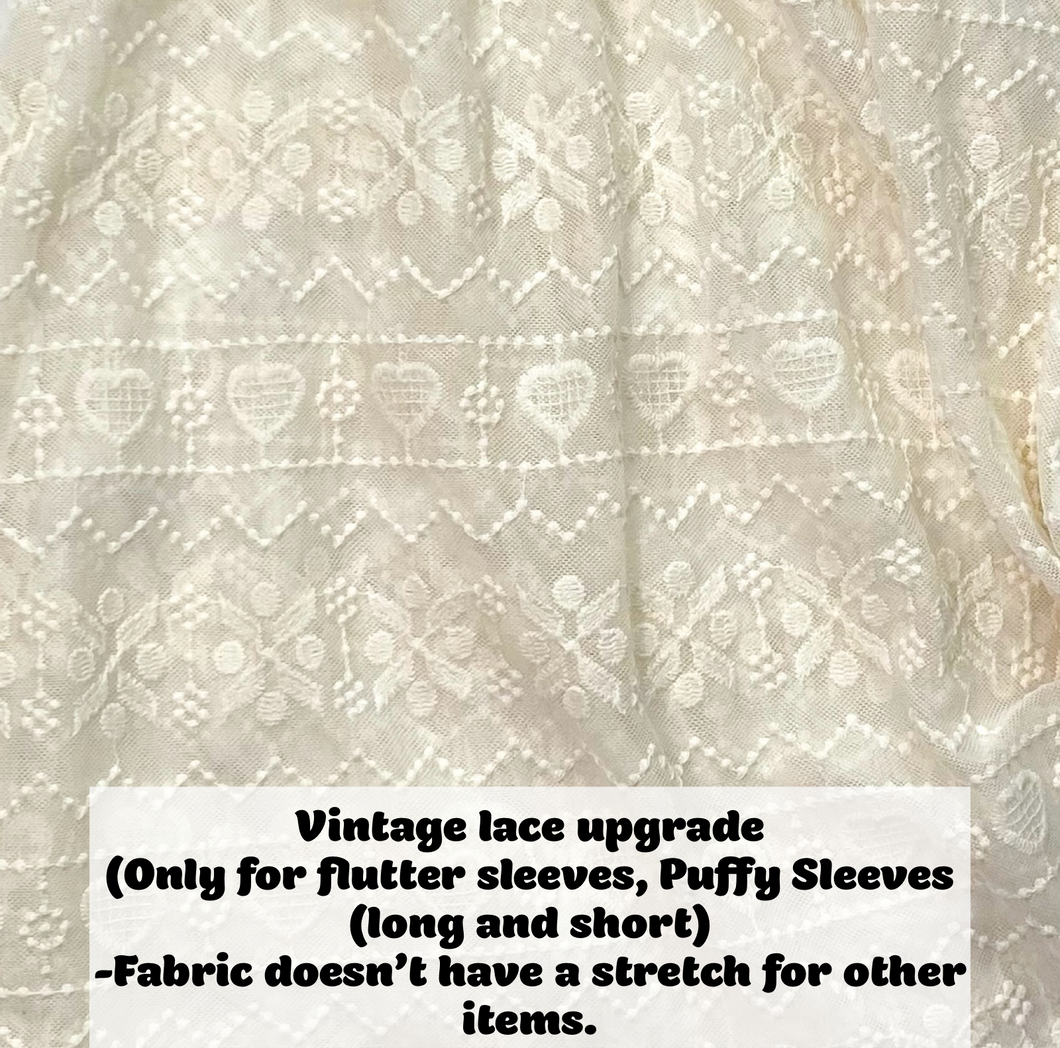 Vintage Sleeve Upcharge(must select exact sleeve style when selecting when print/solid) this is only the vintage lace upcharge.
