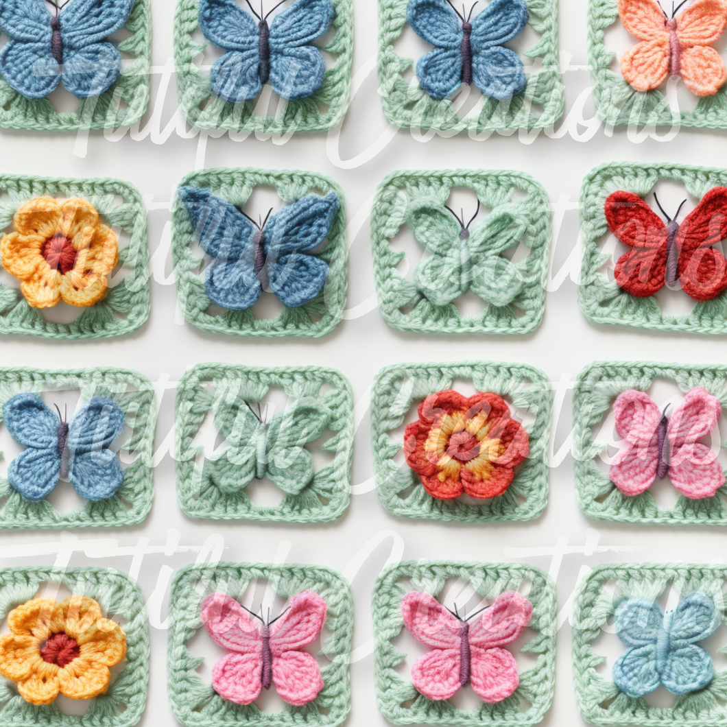 Crochet Flowers & Butterflies (SELECT style/size etc.) made in rib knit