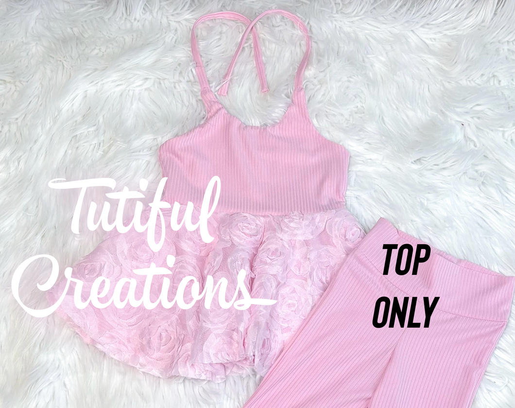 Pink Floral Brielle Halter Tie Peplum top