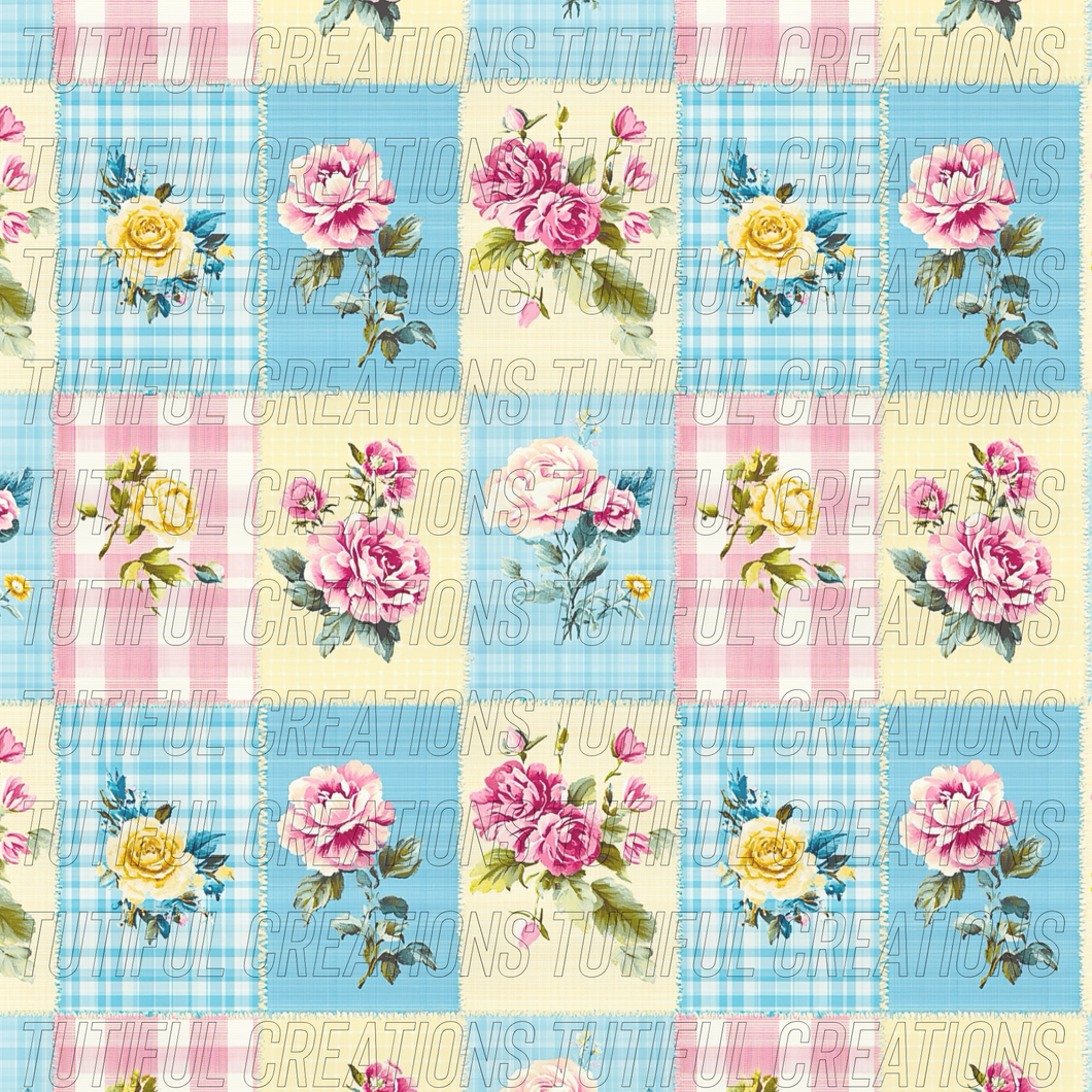 Spring floral Patchwork   print  (Choose SELECT style/size etc.) rib knit