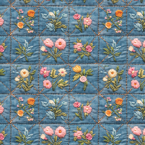 Denim floral Patchwork   print  (Choose SELECT style/size etc.) rib knit