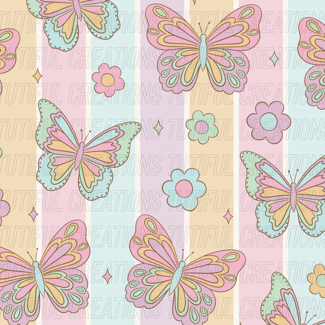 PASTEL BUTTERFLY STRIPES   print  (Choose SELECT style/size etc.) rib knit