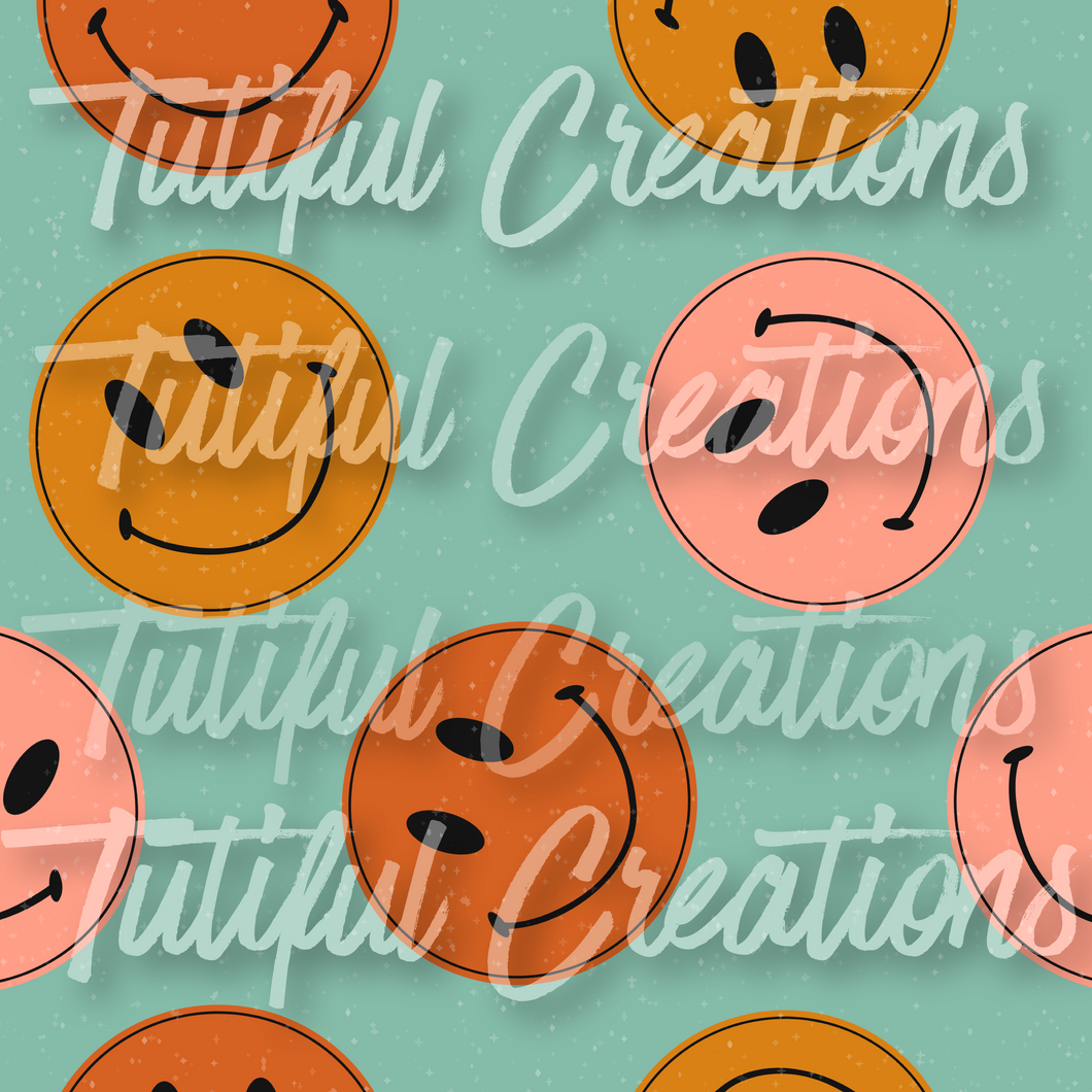 Retro teal faces  (SELECT style/size etc.) made in rib knit