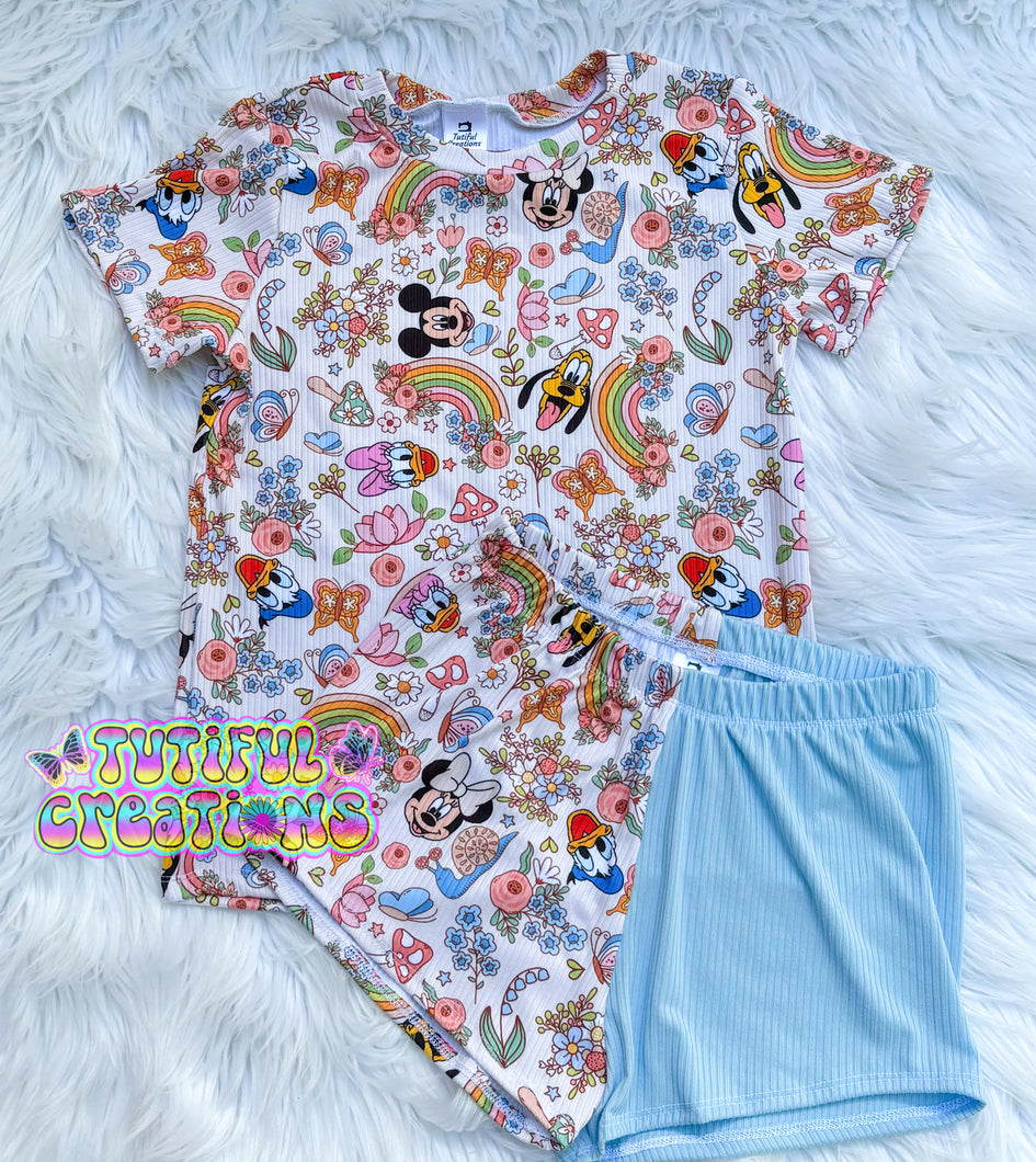 FLORAL M0USE FRIENDS (Choose SELECT style/size etc.) rib knit