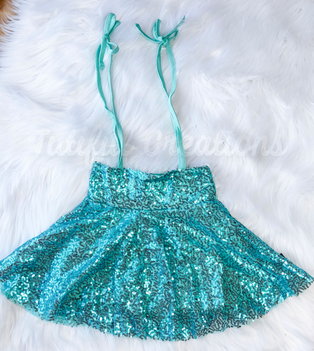 (Ready to ship) Aqua Sequin skirt