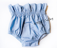 Load image into Gallery viewer, Chambray Polka dot Bloomers
