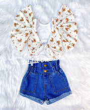 Load image into Gallery viewer, Cream Floral Eyelet Fluttering Knot Top (TOP ONLY)