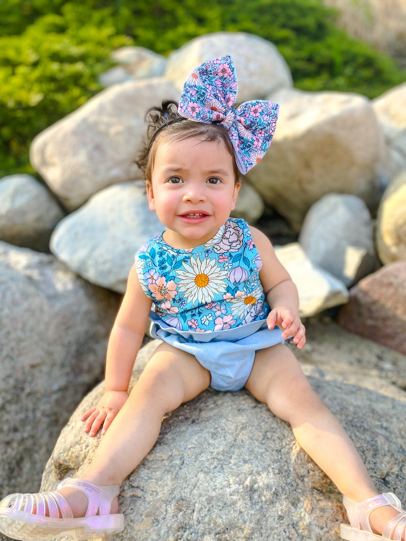 AQUA BLUE FLORAL (SELECT style/size etc.) rib knit