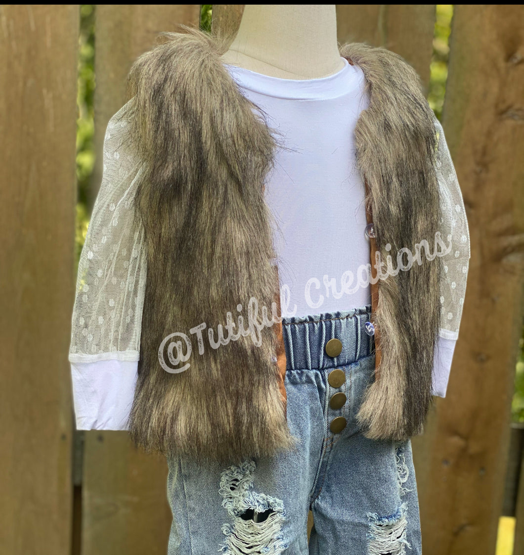 (Ready to ship) Fur Vest (Vest only)